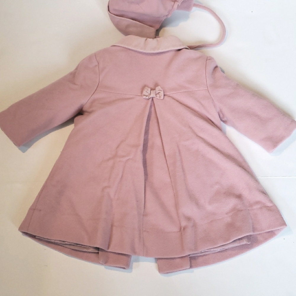 Rothschild Pink Hooded Girls Coat with Bows - Picture 6 of 7